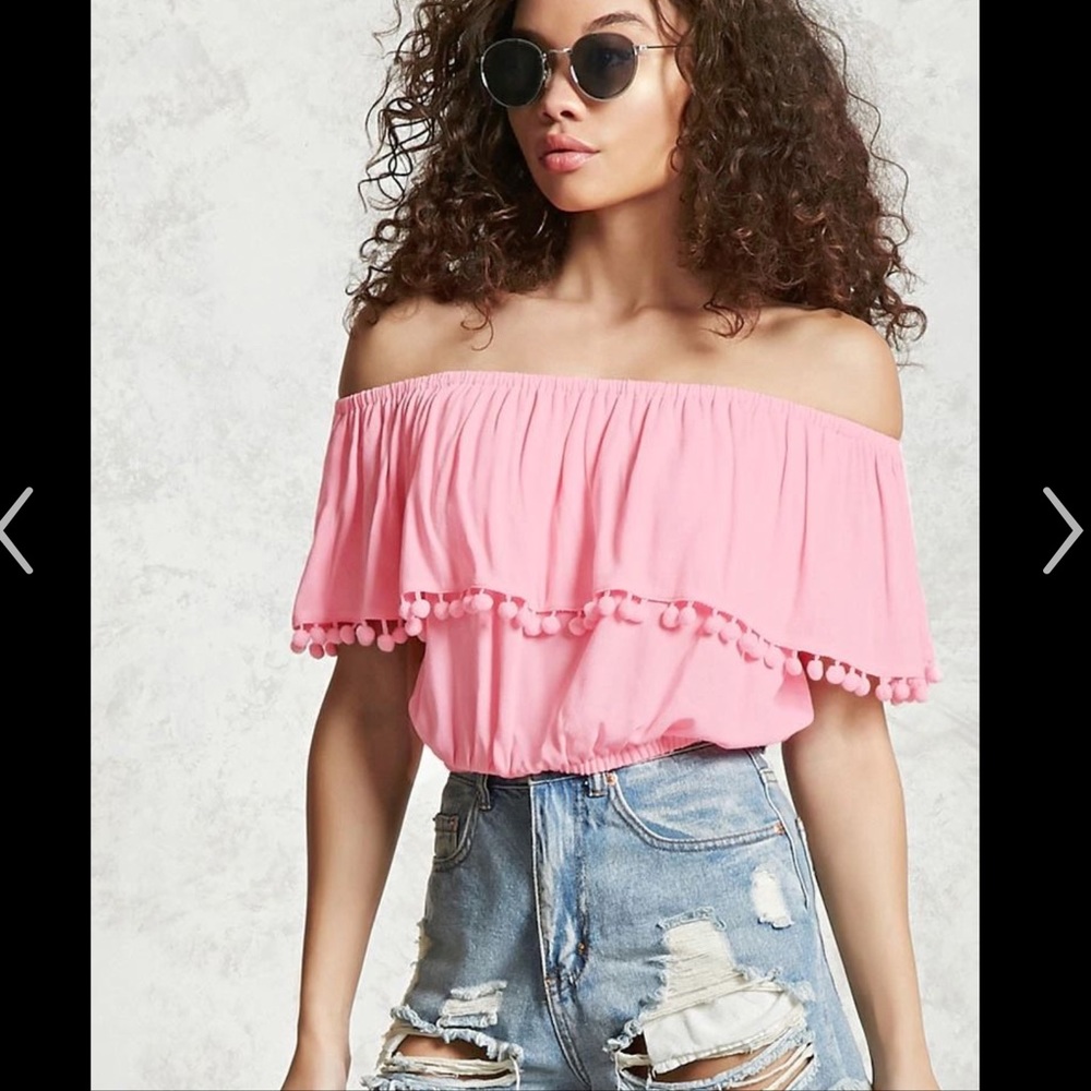 Two Forever 21 Woman’s Off The Shoulder Crop Tops